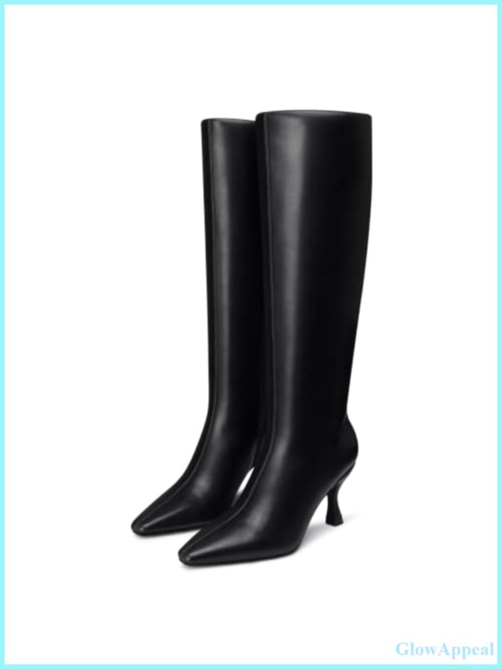 Women's Wide Calf Knee High Boots Faux Leather Kitten Heel